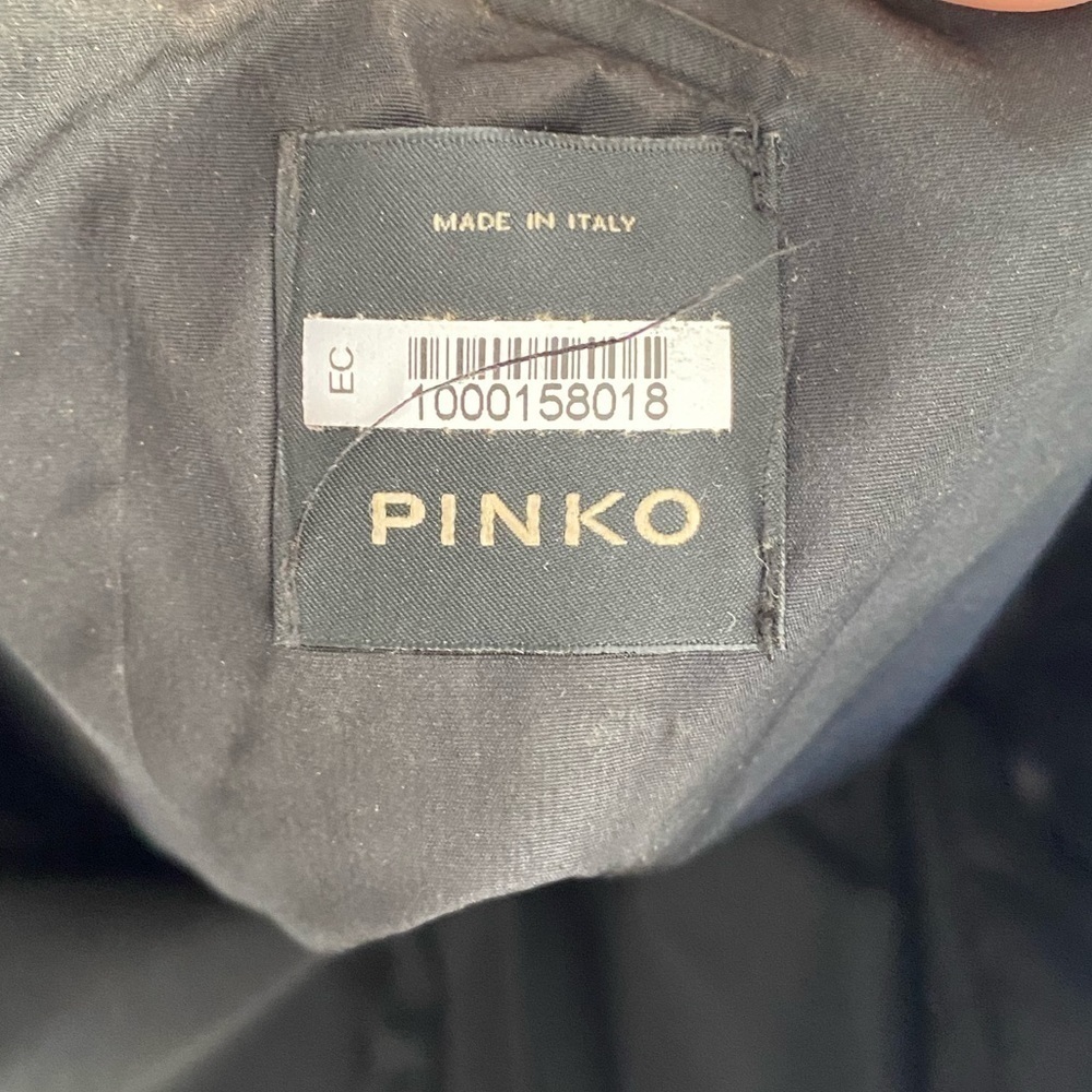 Pinko- Black Faux Leather Large Bow Mini Dress - Picture 4 of 8